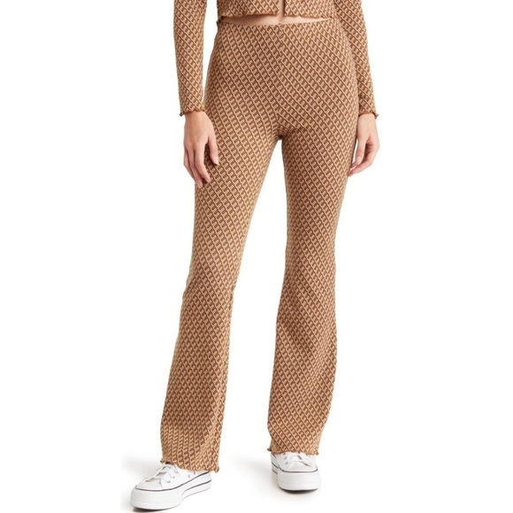 Elodie Flare Brown Geo Print Knit Leggings Pants - Size X Small, NWT - Picture 1 of 12